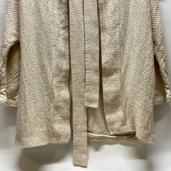 Massimo Dutti Open Front Cardigan Women's Medium Cream Beige Sweater Belted GUC - Picture 3 of 14